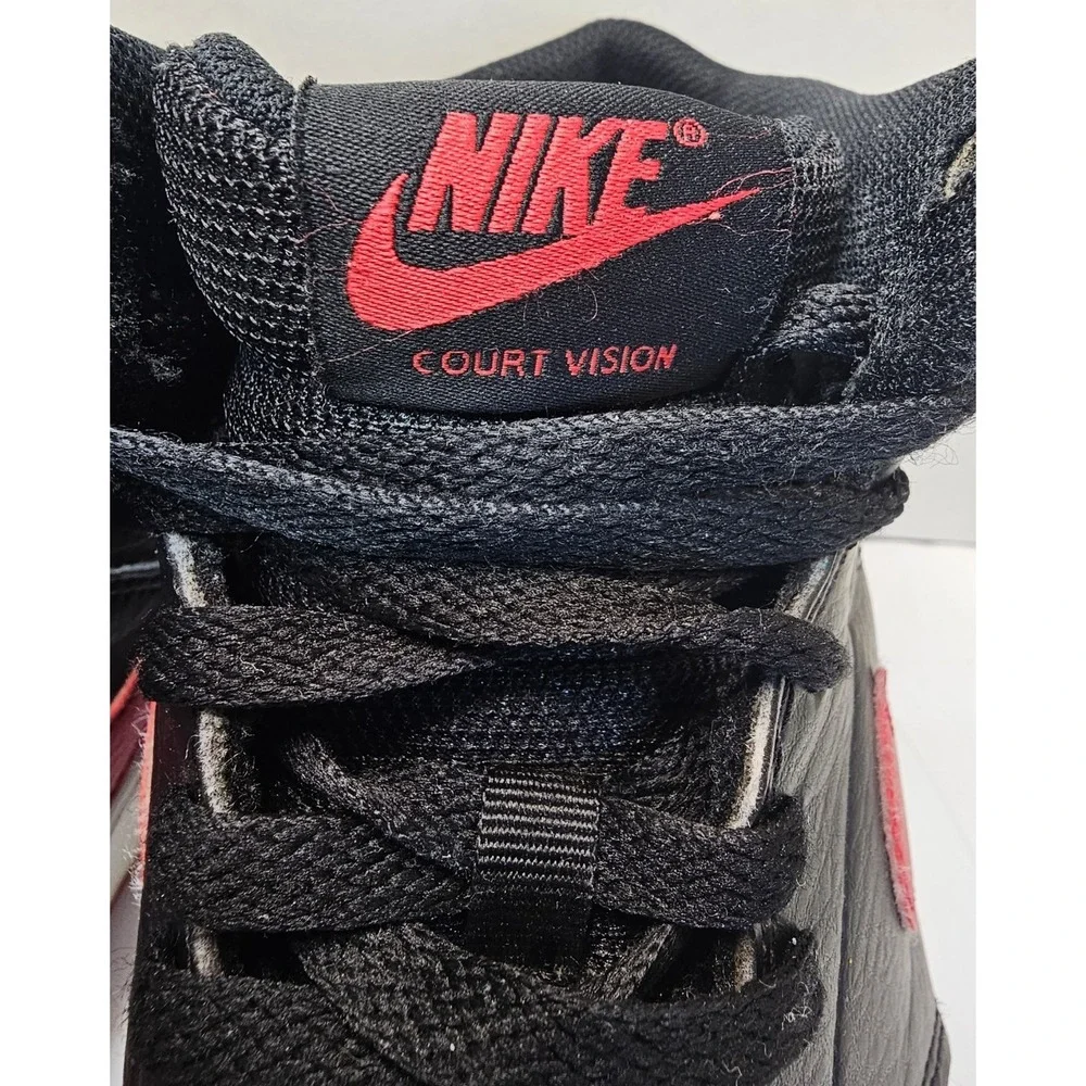 Nike Men's Court Vision Mid Shoes Size 7.5‎ DM8682-001 Black Red Sneakers